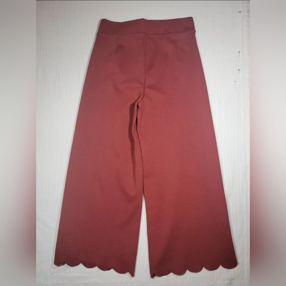 Zenana Outfitters L Soft Wide Leg Maroon Crop Pants High Rise - Picture 8 of 8
